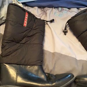 100% Authentic Prada Leather + Fleece Lining Boots
